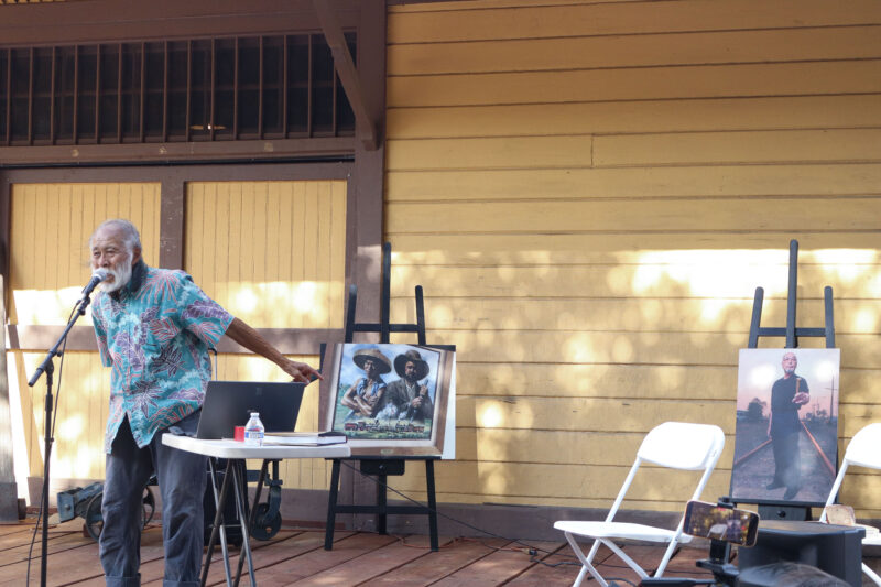 Eugene Moy talks about the photos behind him at the Santa Clarita History Center at Hart Park in Newhall, Calif., Sunday, Sept. 27, 2026. Kamryn Martell/The Signal