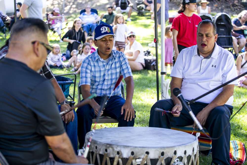 Dancers accompanied the drum circle during the Heart of Tataviam Pow Wow at Hart Park on Saturday, Oct. 3, 2026. Habeba Mostafa/ The Signal