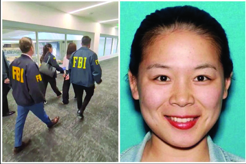 (Left) A California woman, Wanying Zhang, also known as Heather, is taken by the FBI after they arrested her and the U.S. authorities accused her of spying on a son of Taiwan's President Lai Ching-te at the behest of Chinese officials, in Los Angeles on Oct. 4, 2026, in this screengrab taken from a video. (Right) Wanying Zhang. Bill Essayli, First Assistant U.S. Attorney for the Central District of California via X/Handout via Reuters