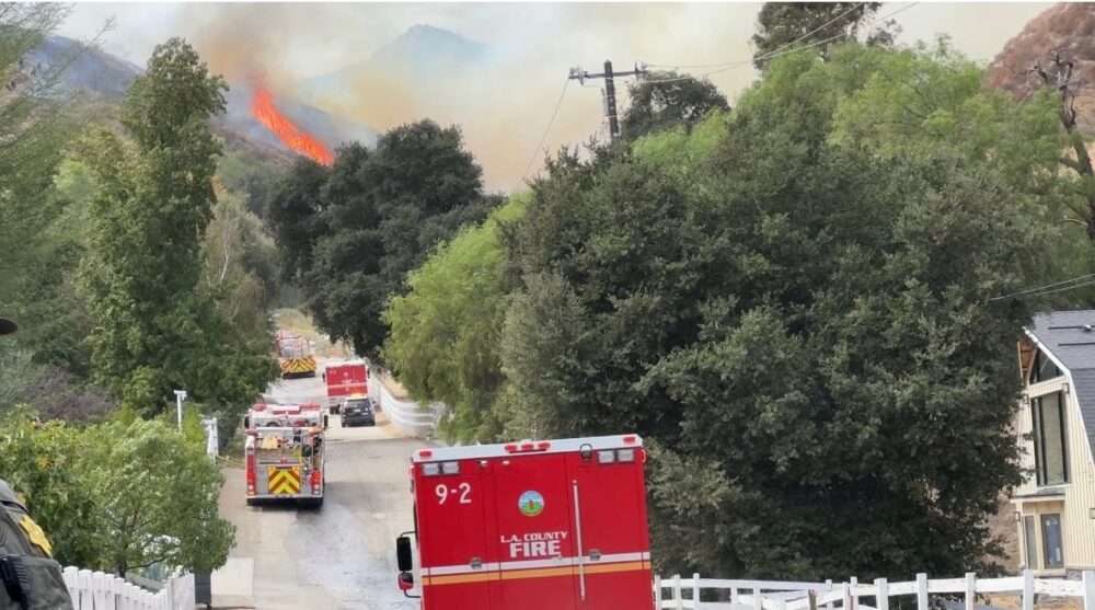 Bike Fire, Sand Canyon, Sunday, Oct. 11, 2026. Oscar Sol/The Signal.