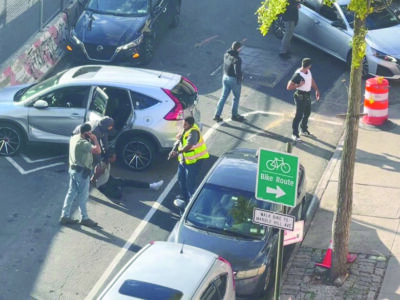 A man is detained after a shooting involving U.S. Immigration and Customs Enforcement officers in New York City on Oct. 8, 2026, in this screengrab obtained from a video. Handout via Reuters
