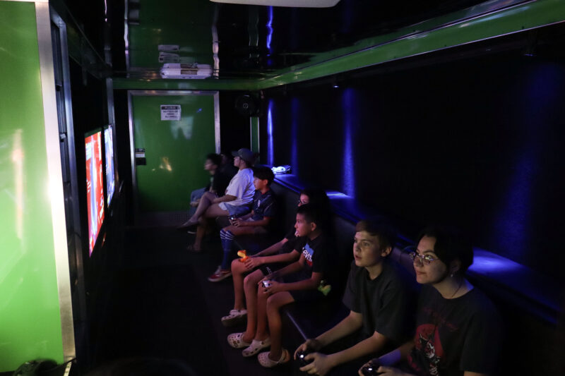 Attendees play in the game truck at the Teen FanFest at the Canyon Country Jo Anne Darcy Library in Canyon Country, Calif., Friday, Oct. 9, 2026. Kamryn Martell/The Signal
