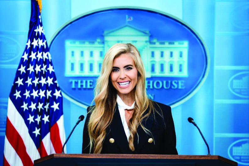 White House press secretary Katie Zacharia speaks during her first press briefing at the White House on Oct. 13, 2026. Photo by Madalina Kilroy.