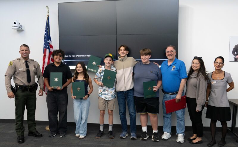 Students are recognized for their public service announcement projects by local leaders including the Santa Clarita Valley Sheriff’s Station on Wednesday, Oct. 14, 2026 at the SCV Sheriff’s Station. Katherine Quezada/The Signal