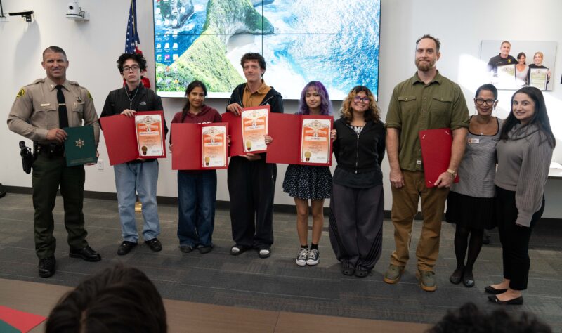 Students are recognized for their public service announcement projects by local leaders including the Santa Clarita Valley Sheriff’s Station on Wednesday, Oct. 14, 2026 at the SCV Sheriff’s Station. Katherine Quezada/The Signal