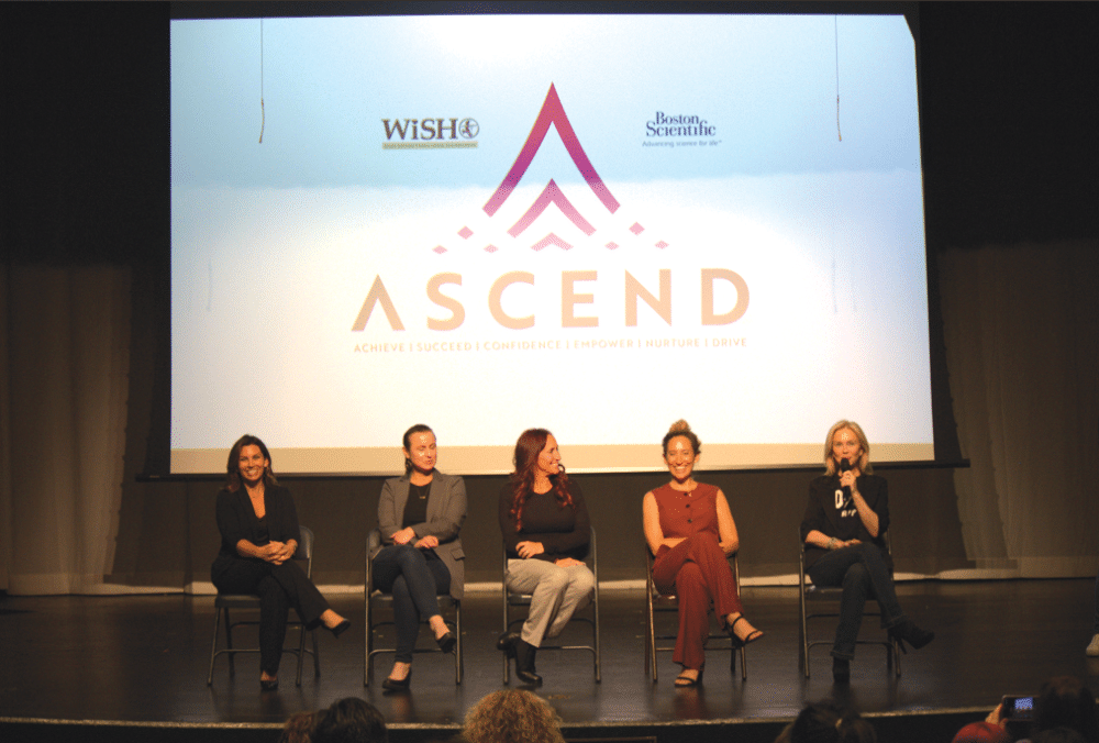From left; Panelists Diana Haugen, Ashley Zimmer, Caren Usrey, Alix D. Schwartz and Heather DeAngelis answer questions at the ASCEND panel at Valencia High School in Valencia, Calif., Thursday, Oct, 15, 2026. Audrey De Laura/The Signal