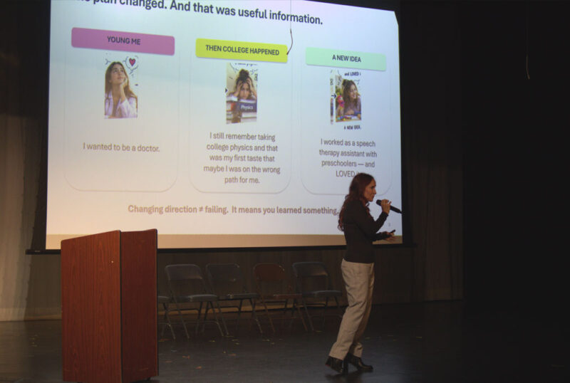 Caren Usrey presents at the ASCEND panel at Valencia High School in Valencia, Calif., Thursday, Oct, 15, 2026. Audrey De Laura/The Signal