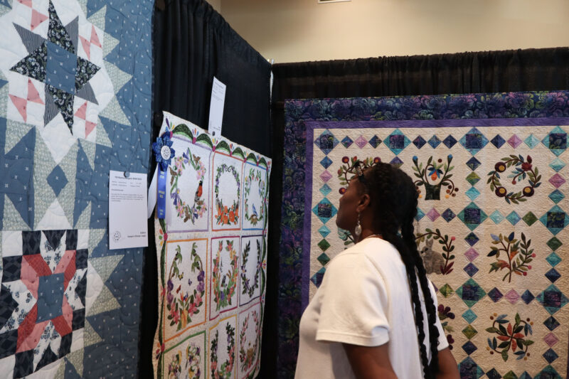 Kena Dorsey looks at some quilts at the Santa Clarita Valley Quilt Guild's quilt show at the SCV Senior Center at Bella Vida, Sunday, Oct. 25, 2026. Kamryn Martell/The Signal