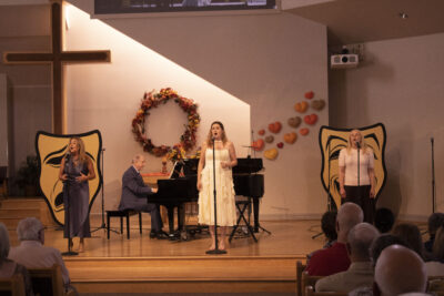 Aubree Garman, Leslie Garman and Sandy Schneiders perform 'One Night Only' from 'Dreamgirls' with Steven Applegate on piano at Santa Clarita Master Chorale's 'One Night Only' at Valencia United Methodist Church in Valencia, Calif', Sunday, Oct, 25. 2026 Audrey De Laura/The Signal