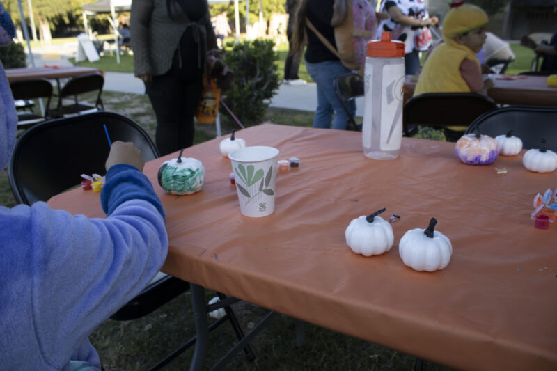 Attendees painting pumpkins at the Trick or Treat Village at Val Verde Park in Castaic, Calif., Wednesday, Oct, 28, 2026. Audrey De Laura/The Signal